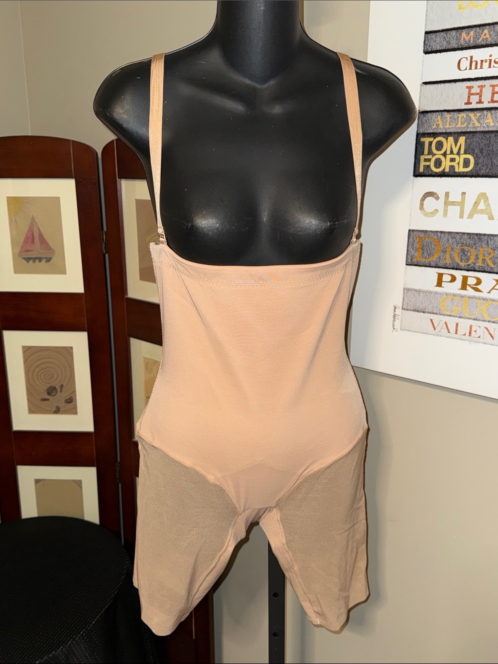 Honeylove Nude High-Waist Mid-Thigh Shaper with Straps